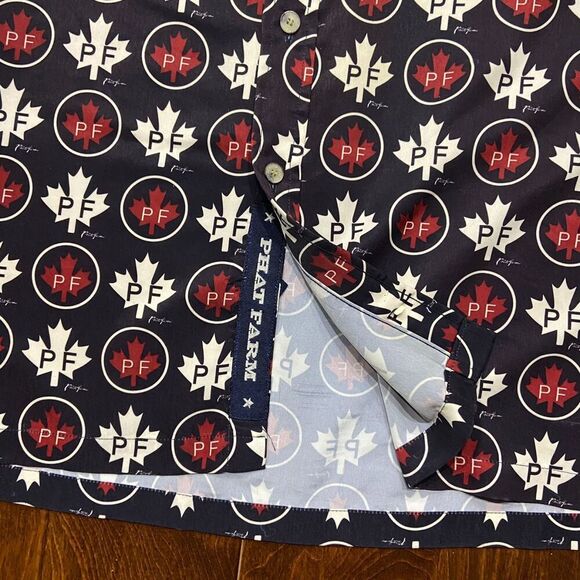 Phat Farm Vintage Y2K Maple Leaf AOP Button Front Navy White Shirt Mens Size 3XL - Picture 4 of 9